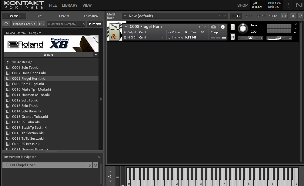 kontakt bank - roland fantom x8